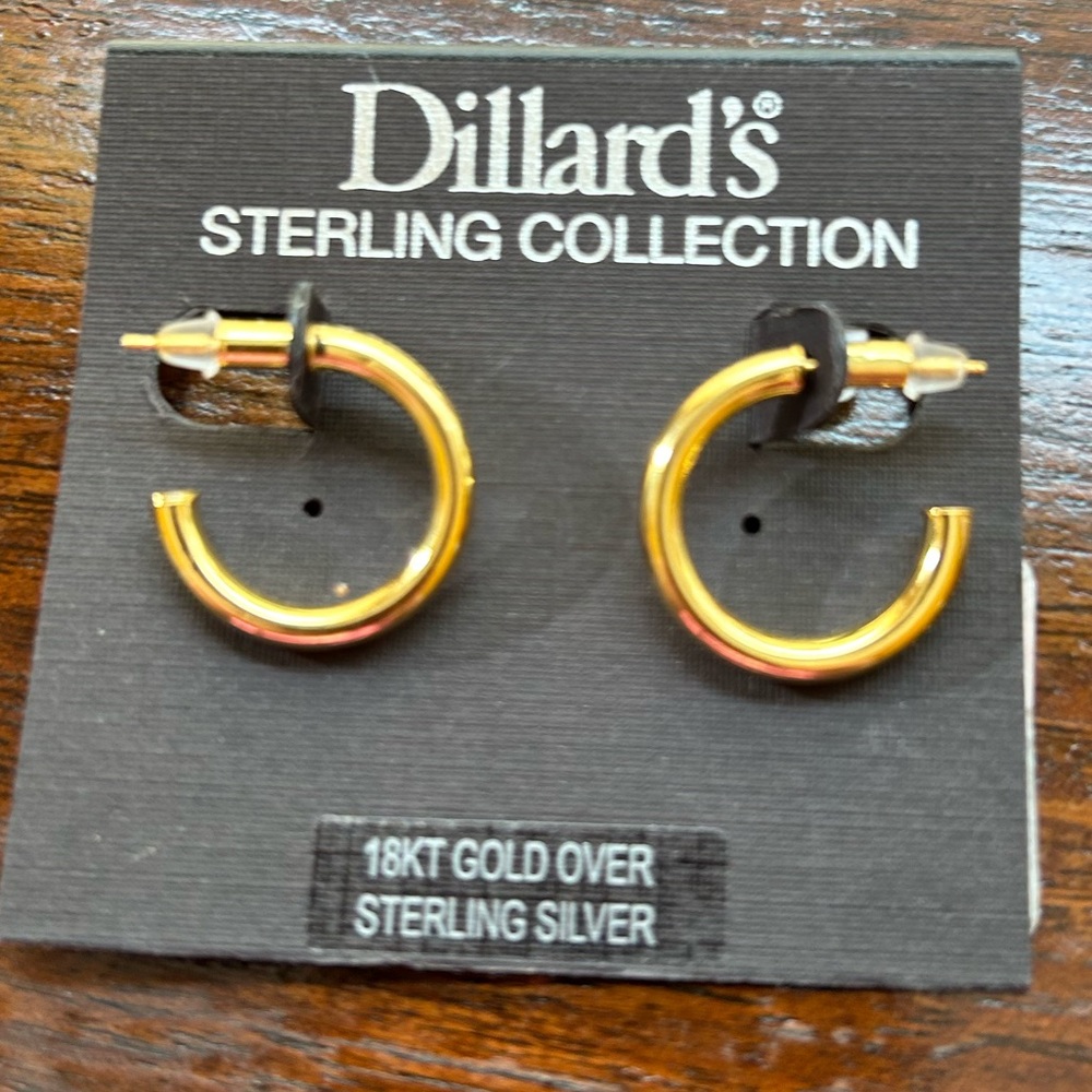 18 Karat Gold Over Sterling Silver Hoop Earrings from Dillards New on Card